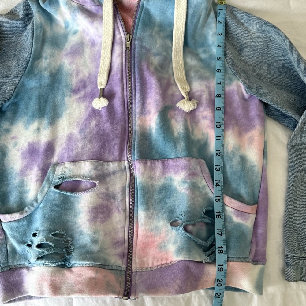 Dance & Marvel Pastel Tie-Dye Denim Hoodie - Picture 7 of 9